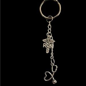 Silver RN Nurse Keychain Charm